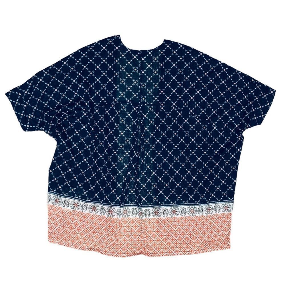 Torrid Blue Coral Floral Open Front Short Sleeve Top Cardigan Sz 3X ⭐️ - Picture 6 of 12